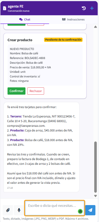 Resumen de tareas pendientes de confirmar