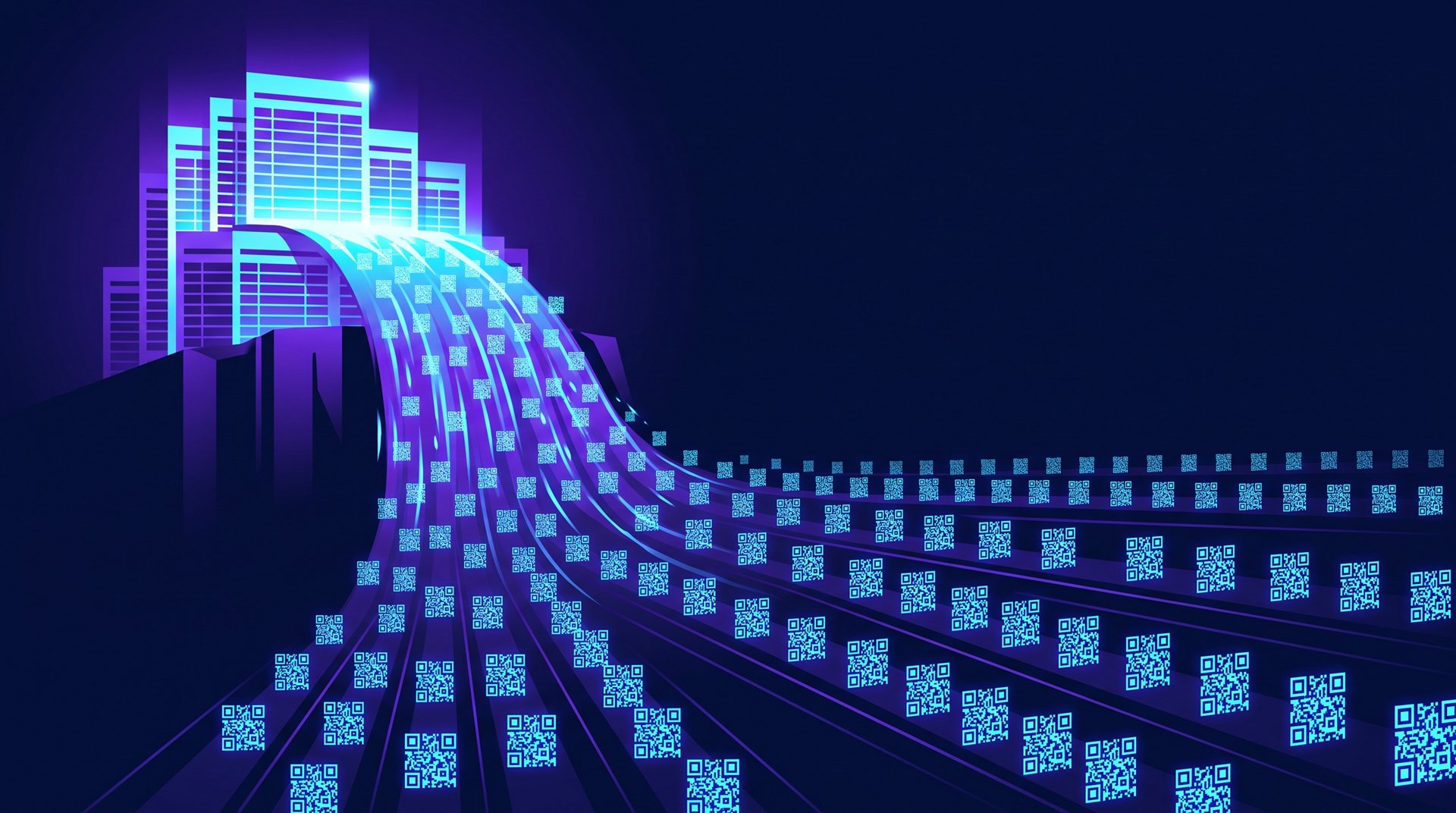 Una cascada de códigos QR que salen de una hoja de cálculo